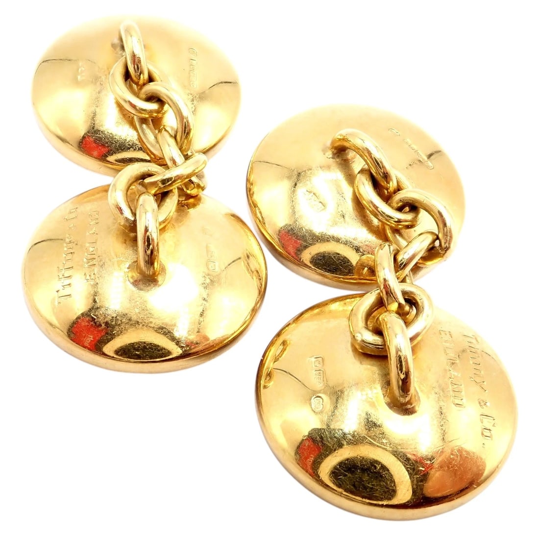 Vintage Tiffany & Co 18k Yellow Gold Essex Reverse Intaglio Field Mice Cufflinks - 8
