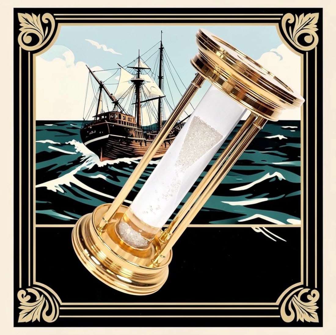 Authentic! De Beers Limited Edition Millennium 2000 Diamond Brass Hourglass - 2