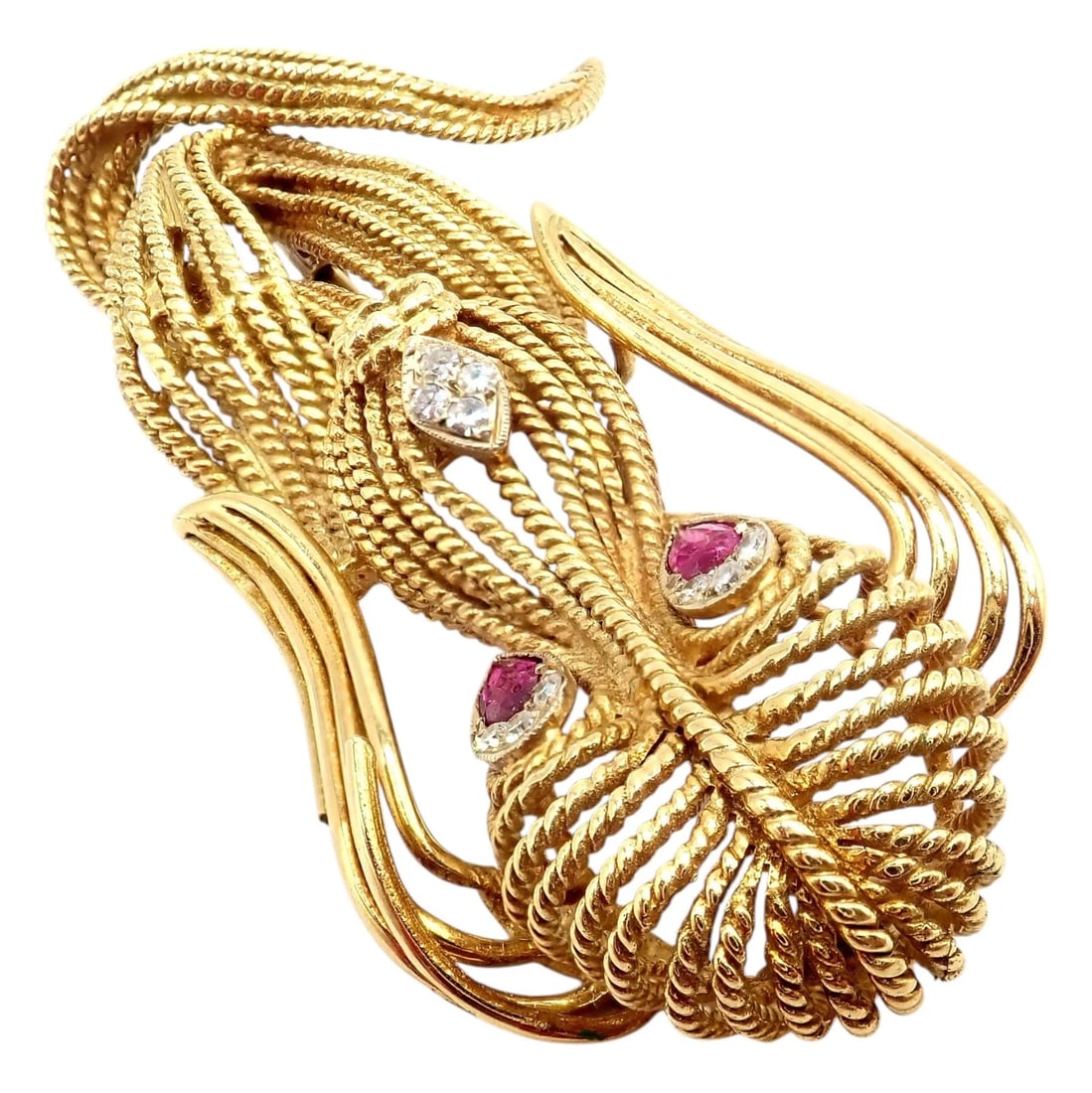 Vintage! H. Stern 18k Yellow Gold Diamond Ruby Basset Hound Dog Pin Brooch - 3