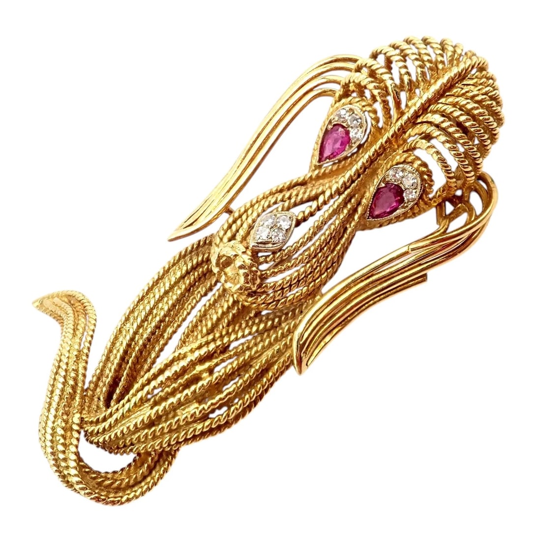 Vintage! H. Stern 18k Yellow Gold Diamond Ruby Basset Hound Dog Pin Brooch - 6