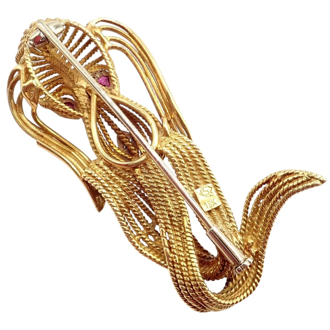 Vintage! H. Stern 18k Yellow Gold Diamond Ruby Basset Hound Dog Pin Brooch - 8
