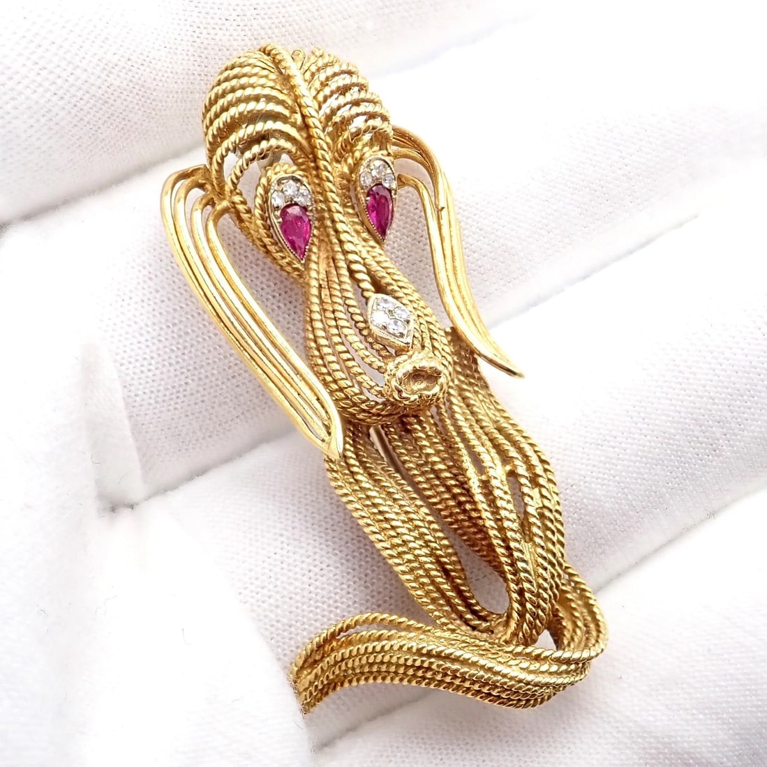 Vintage! H. Stern 18k Yellow Gold Diamond Ruby Basset Hound Dog Pin Brooch - 9