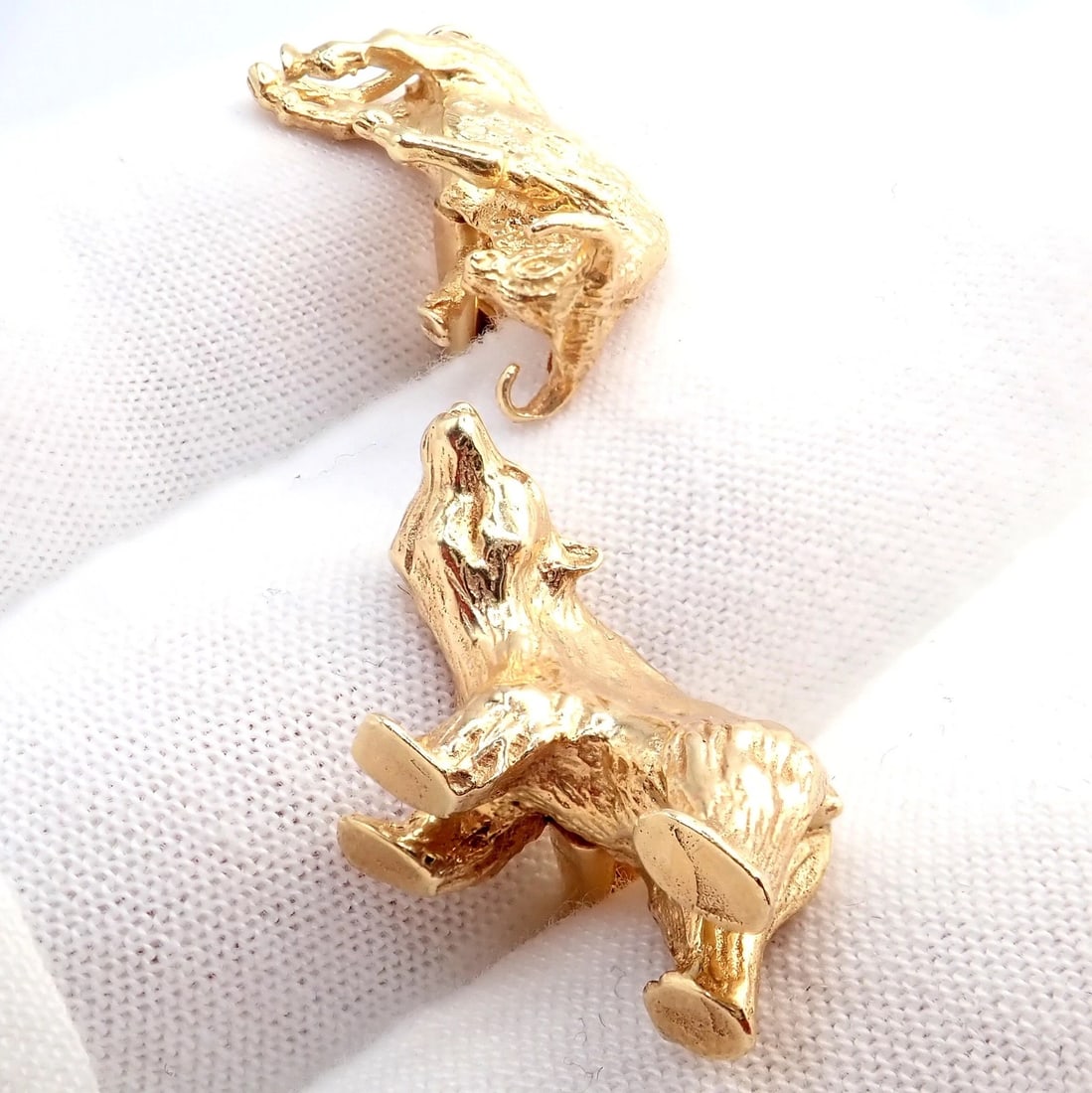 Rare! Vintage Tiffany & Co. 14k Yellow Gold Stock Market Bull Bear Cufflinks - 10