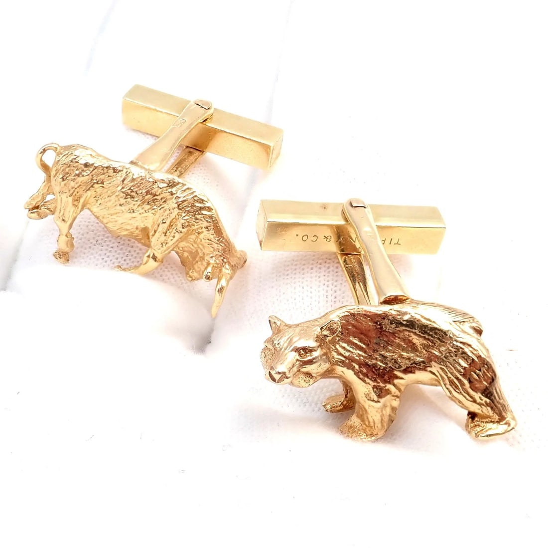 Rare! Vintage Tiffany & Co. 14k Yellow Gold Stock Market Bull Bear Cufflinks - 11
