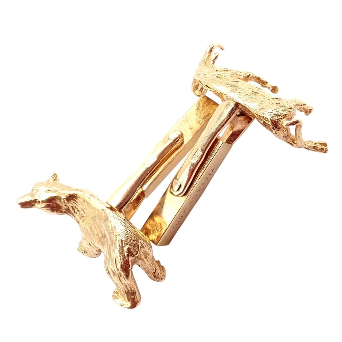 Rare! Vintage Tiffany & Co. 14k Yellow Gold Stock Market Bull Bear Cufflinks - 4