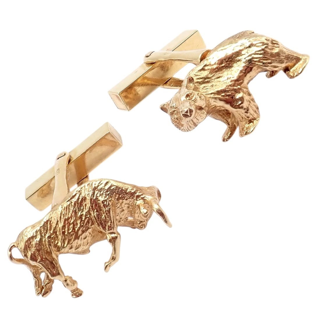 Rare! Vintage Tiffany & Co. 14k Yellow Gold Stock Market Bull Bear Cufflinks - 6
