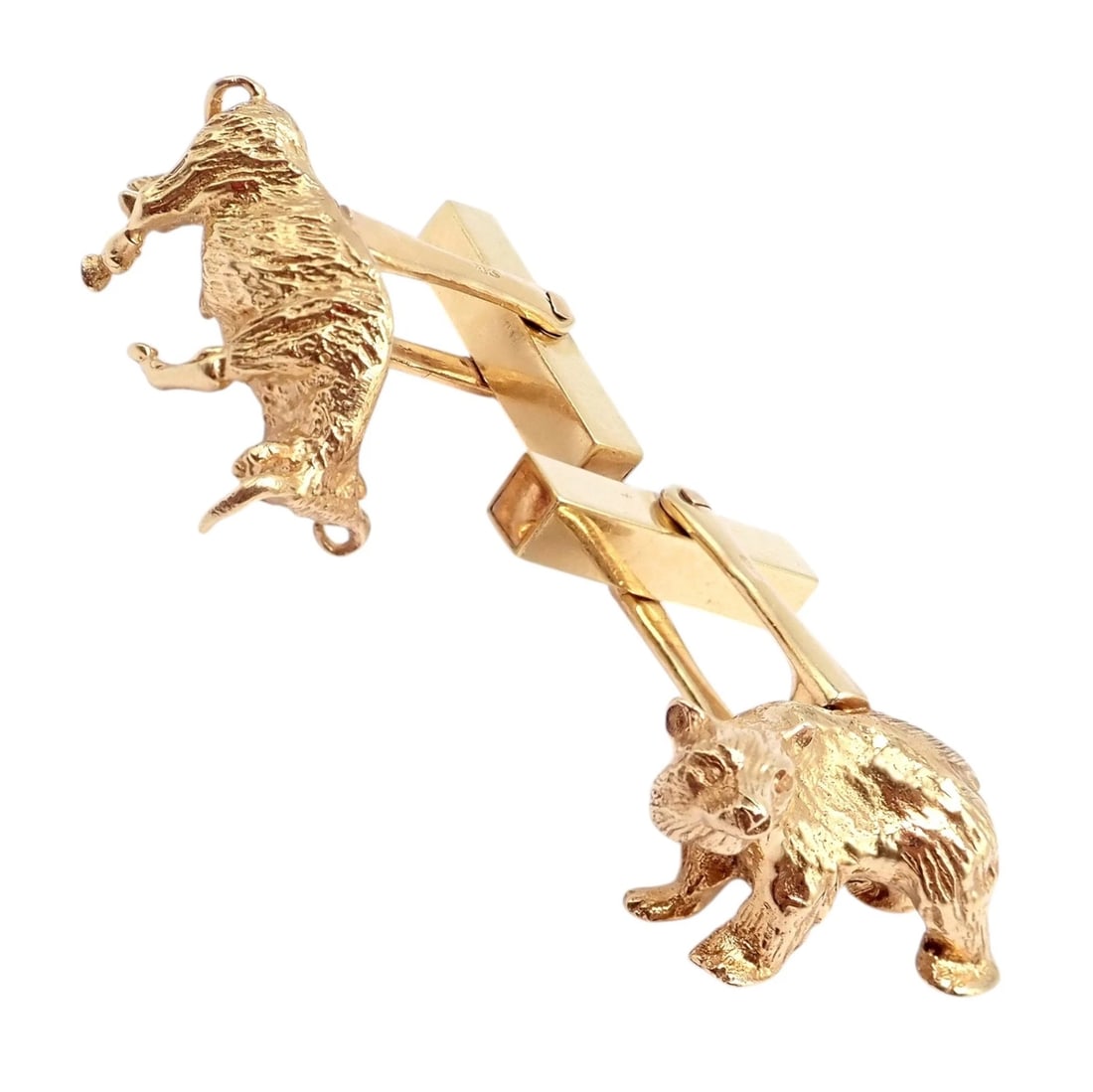 Rare! Vintage Tiffany & Co. 14k Yellow Gold Stock Market Bull Bear Cufflinks - 7