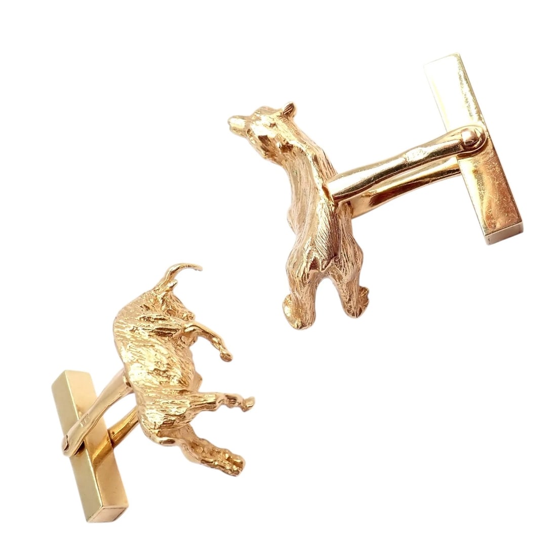 Rare! Vintage Tiffany & Co. 14k Yellow Gold Stock Market Bull Bear Cufflinks - 8