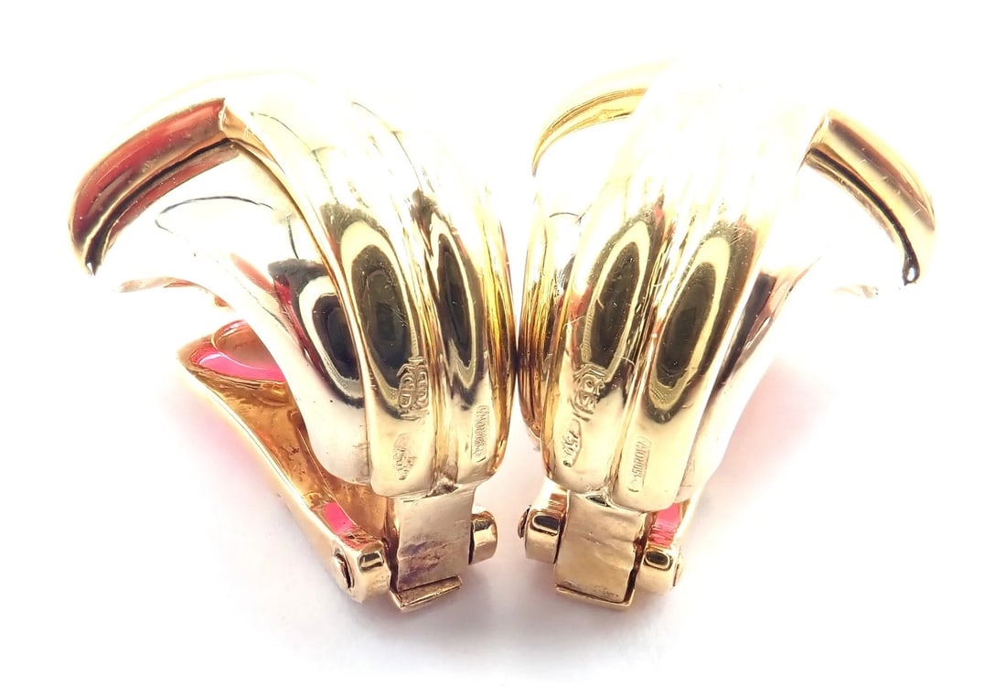 Vintage! Bulgari Bvlgari 18k Yellow & White Gold Pink Tourmaline Earrings - 10
