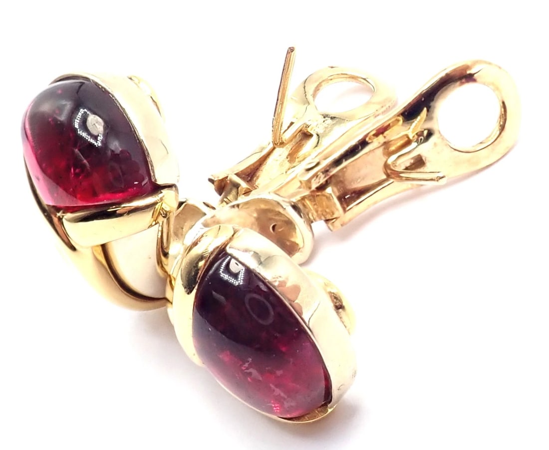 Vintage! Bulgari Bvlgari 18k Yellow & White Gold Pink Tourmaline Earrings - 5
