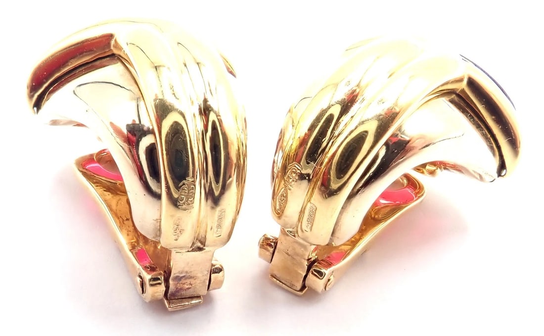 Vintage! Bulgari Bvlgari 18k Yellow & White Gold Pink Tourmaline Earrings - 9