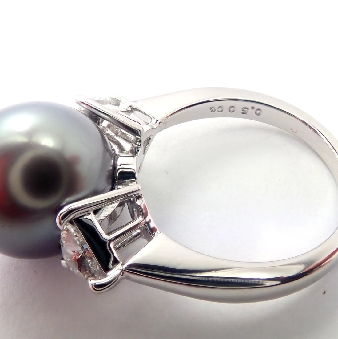 Rare! Mikimoto Platinum .5ctw Diamond 12mm Tahitian South Sea Pearl Heart Ring - 10