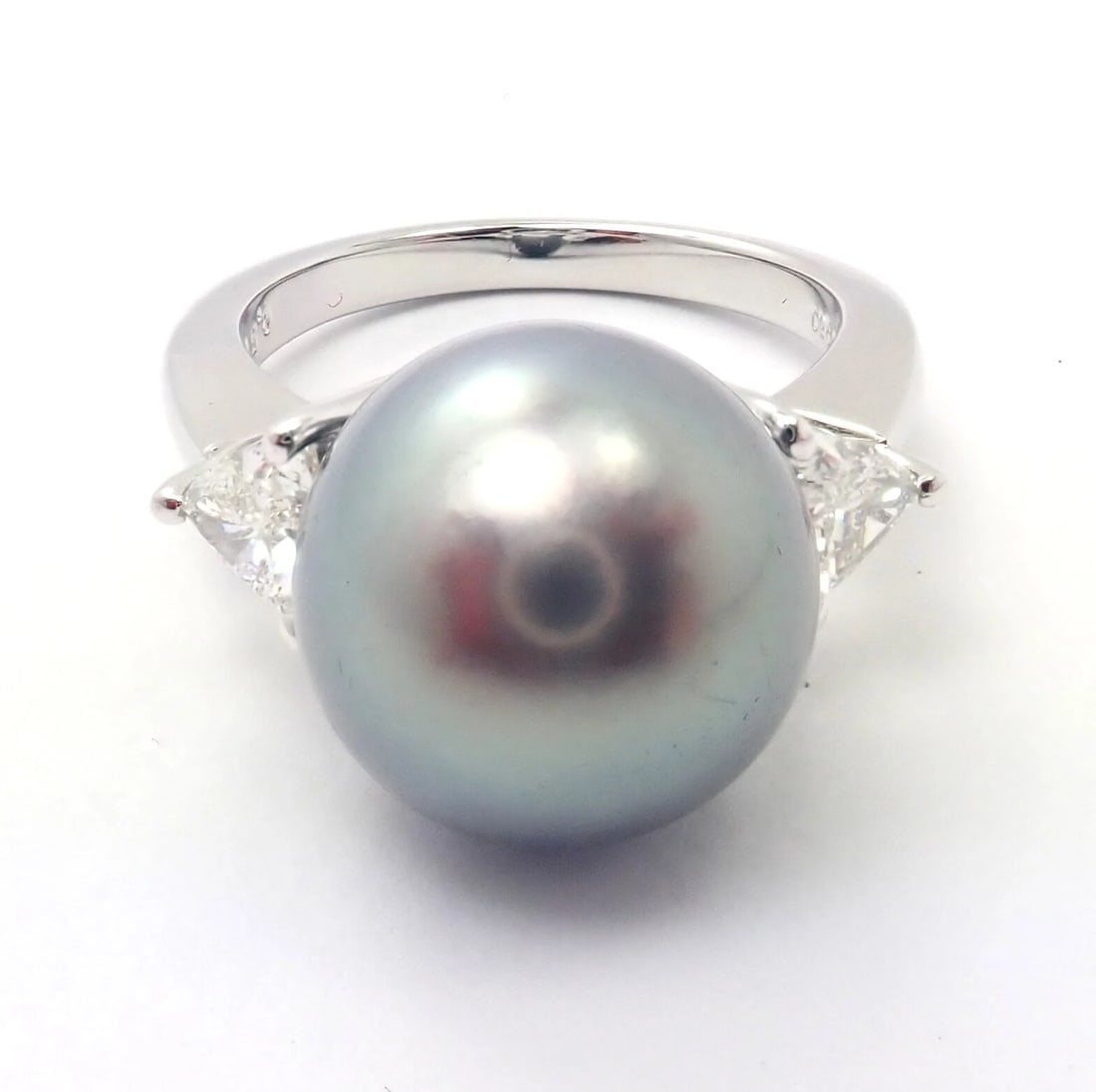 Rare! Mikimoto Platinum .5ctw Diamond 12mm Tahitian South Sea Pearl Heart Ring - 6