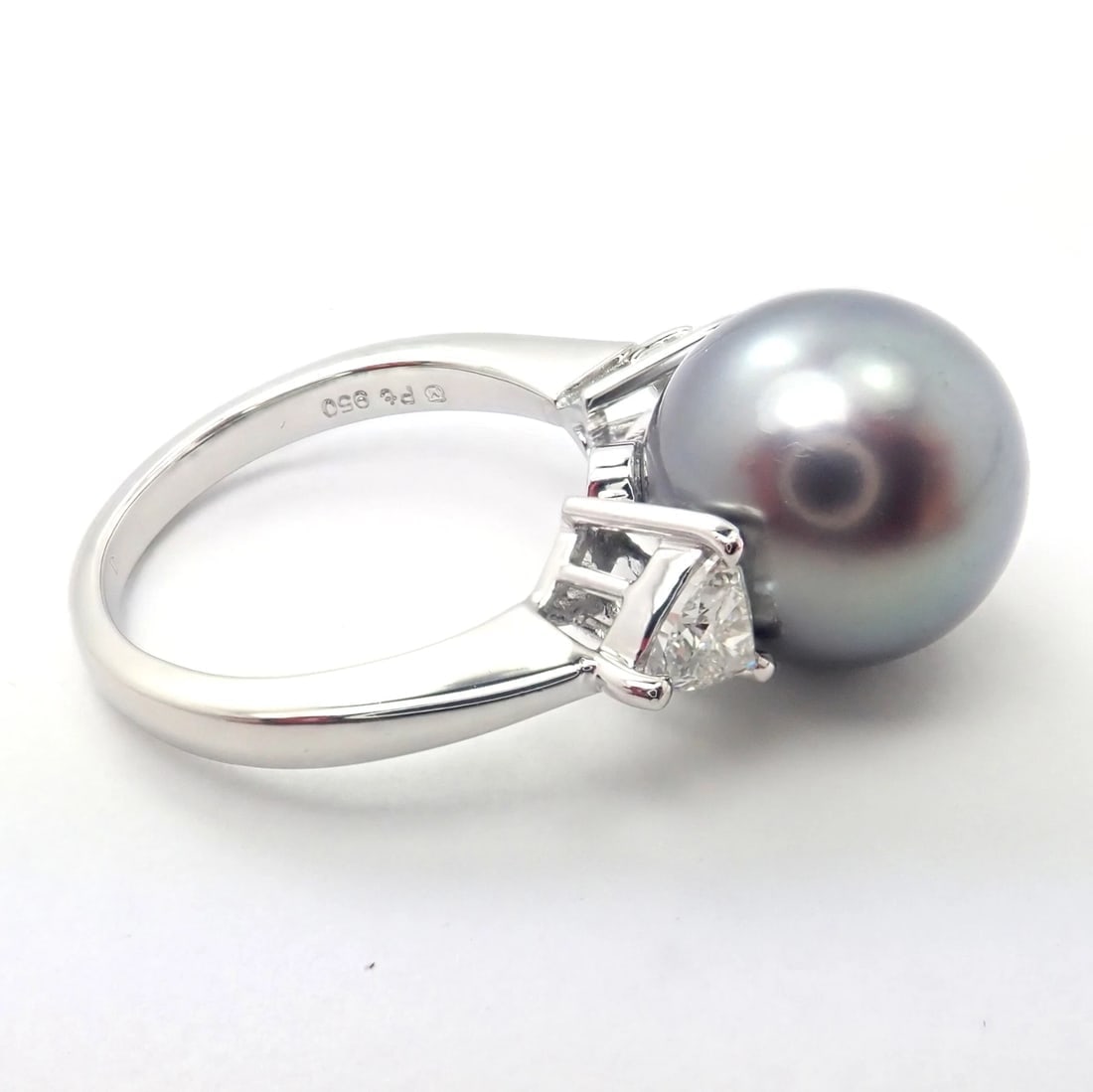 Rare! Mikimoto Platinum .5ctw Diamond 12mm Tahitian South Sea Pearl Heart Ring - 8