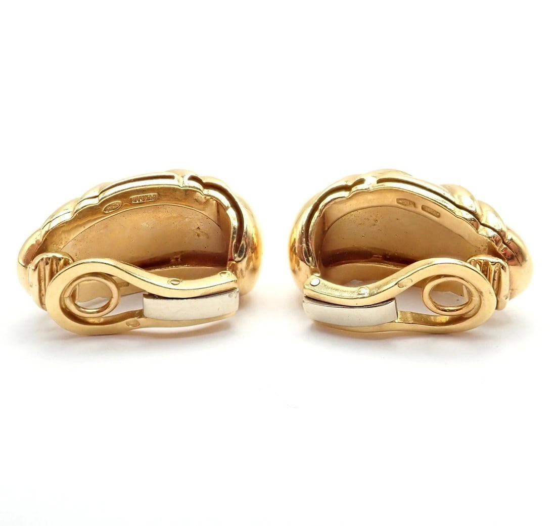 Authentic! Vintage Bulgari Bvlgari 18k Yellow Gold Roma Double X Huggie Earrings - 4