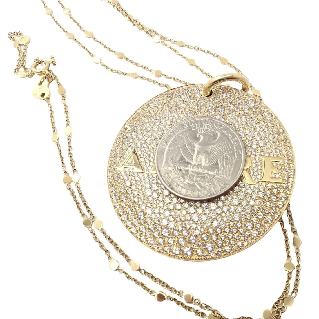 Pasquale Bruni 18k Yellow Gold Extra Large Diamond + Sapp Amore Pendant Necklace - 4