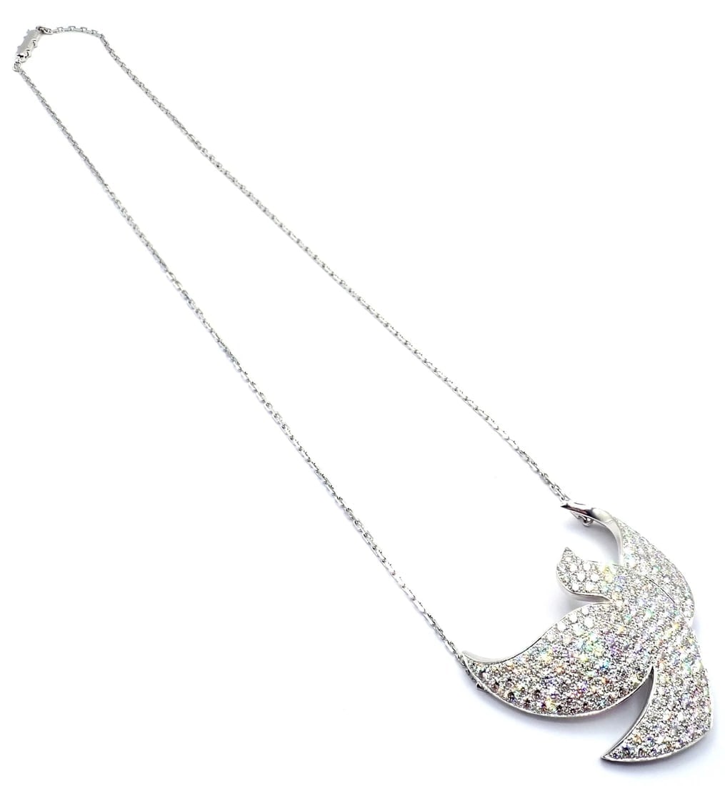 Authentic! Cartier Colombe Dove Of Peace 18k White Gold Diamond Necklace Paper - 11