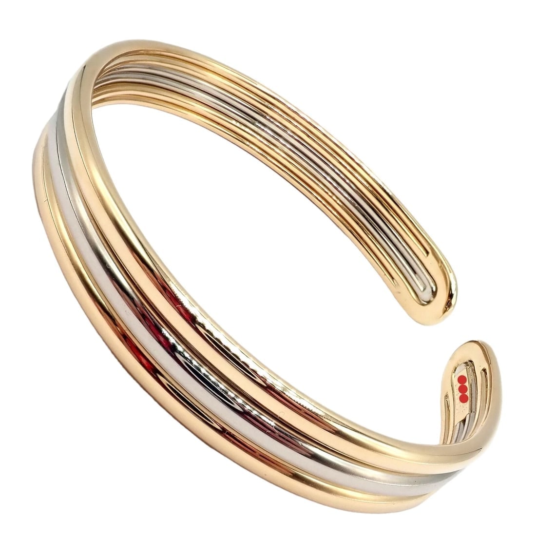 Authentic! Van Cleef & Arpels 18k Yellow & White Gold Bangle Cuff Bracelet - 5