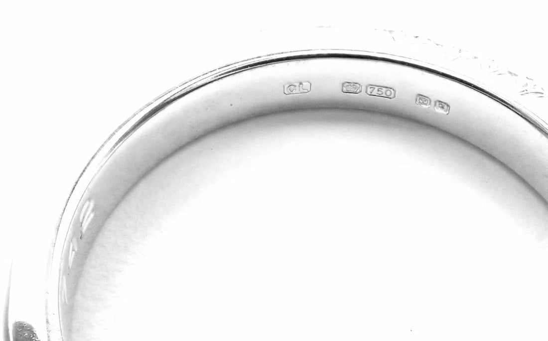 Authentic! Chanel 18k White Gold Diamond Band Ring - 6