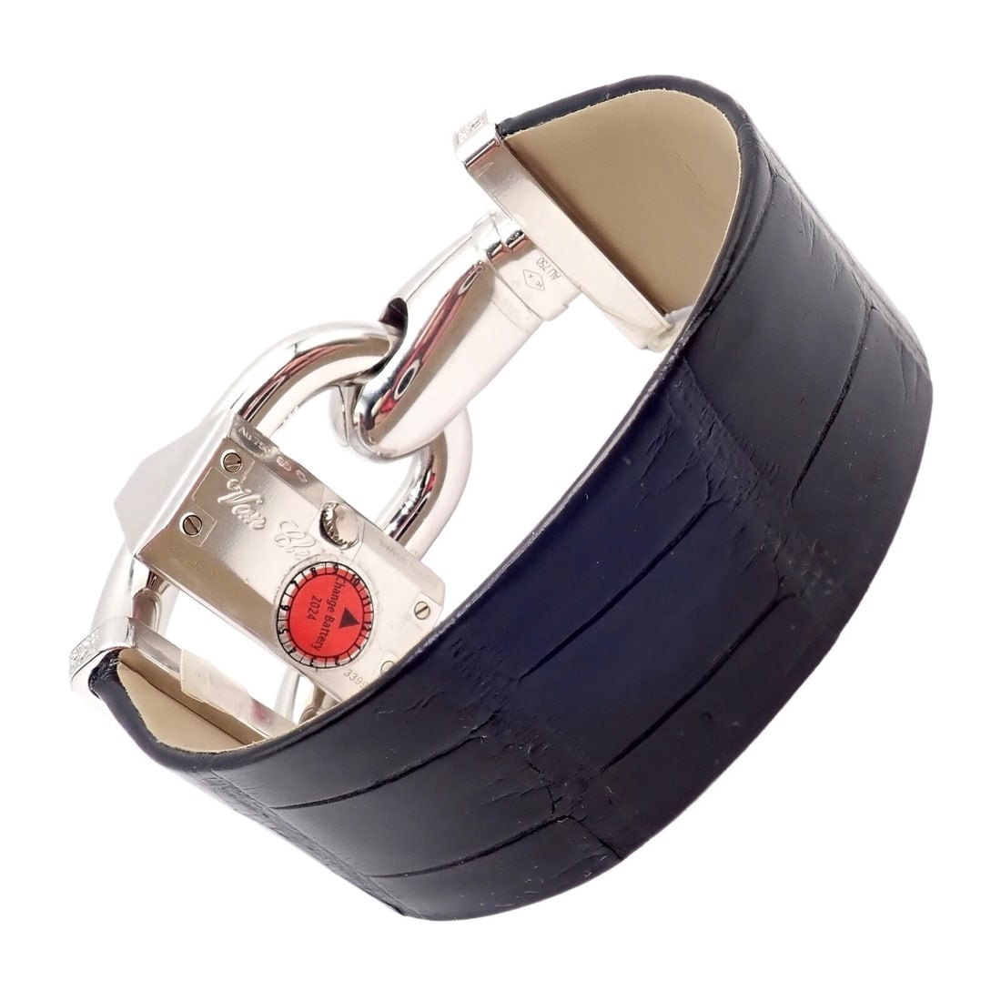 Authentic! Van Cleef & Arpels 18K White Gold Diamond Cadenas Alligator Watch - 4