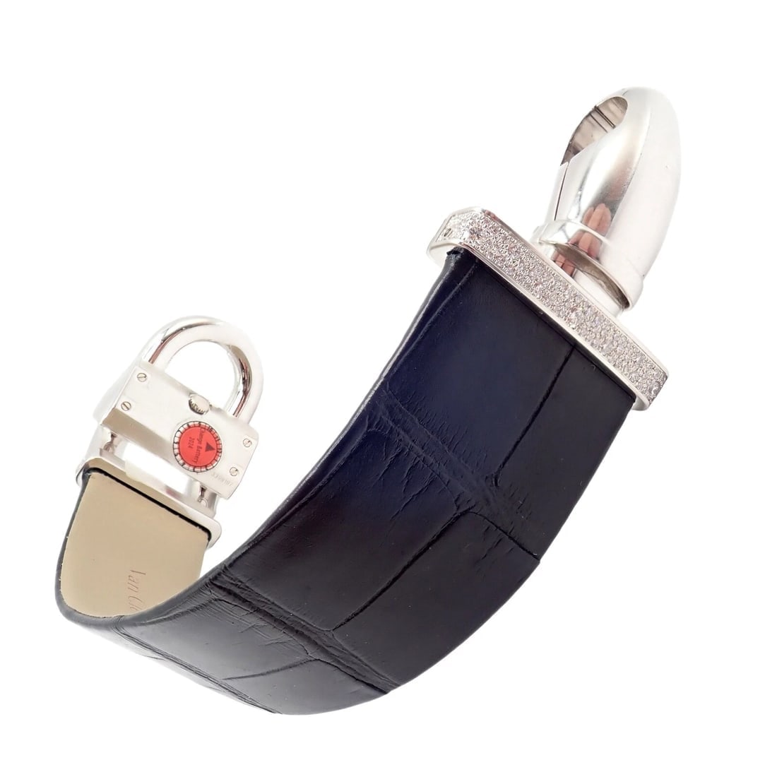 Authentic! Van Cleef & Arpels 18K White Gold Diamond Cadenas Alligator Watch - 9