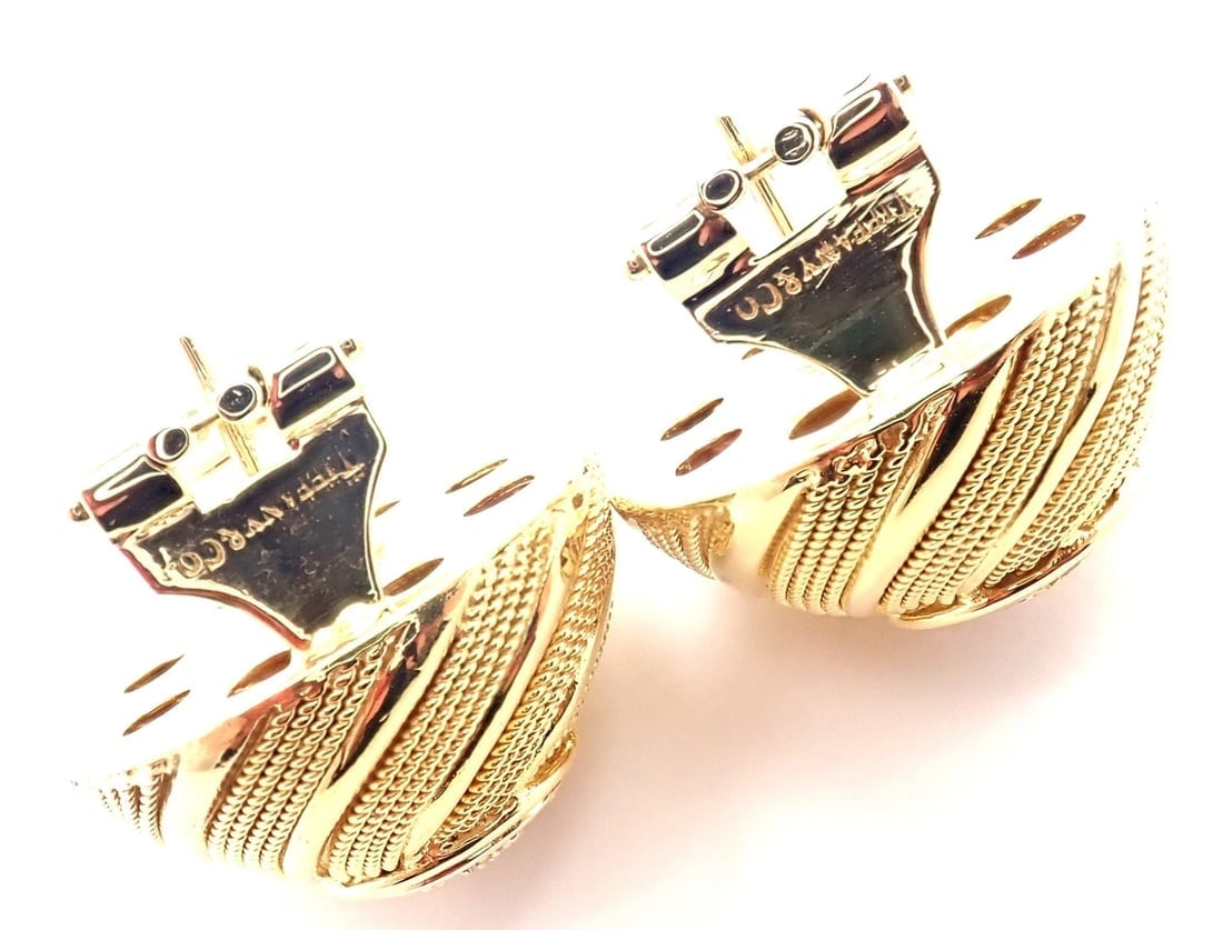 Rare! Authentic Tiffany & Co 18k Yellow Gold Diamond Earrings - 8