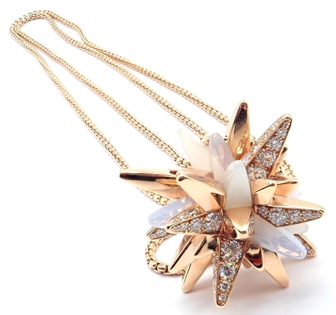 Cartier 18k Rose Gold Limited Edition Diamond Meterore Fractal Pendant Necklace - 15
