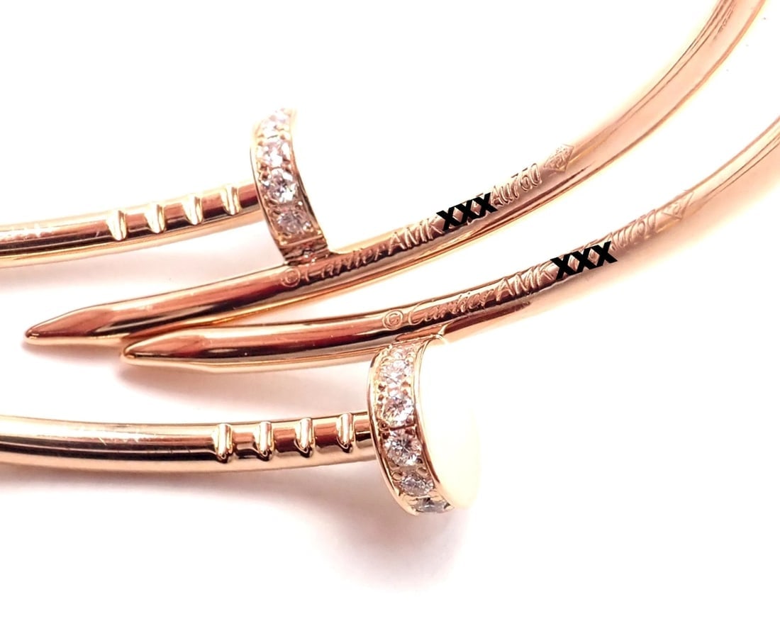 Authentic! Cartier Juste un Clou 18k Rose Gold Diamond Nail Hoop Earrings Paper - 10