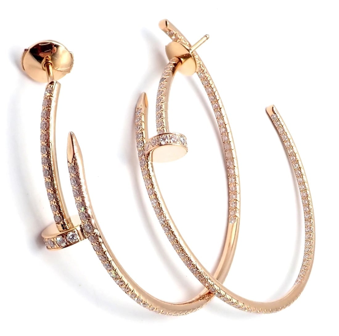 Authentic! Cartier Juste un Clou 18k Rose Gold Diamond Nail Hoop Earrings Paper (1 of 12)