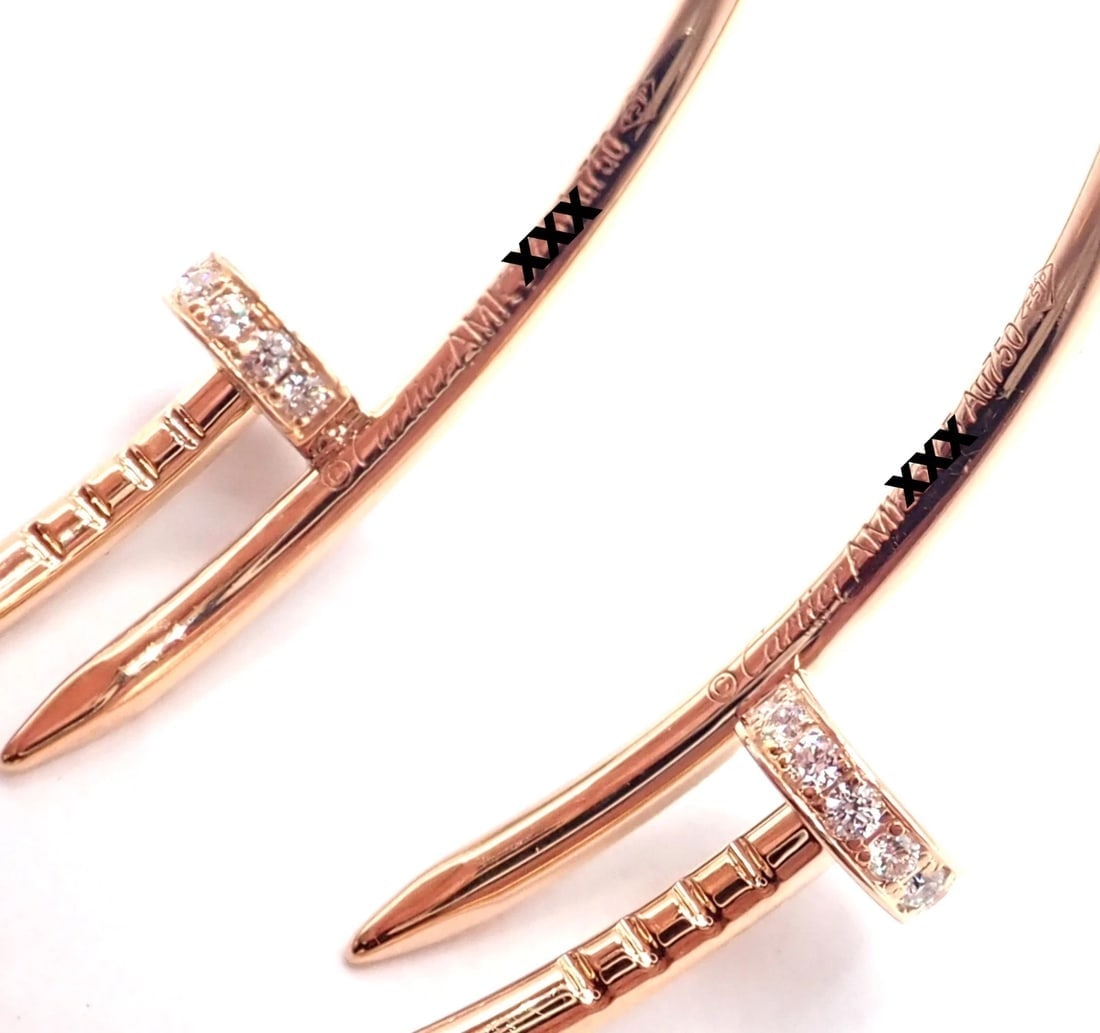 Authentic! Cartier Juste un Clou 18k Rose Gold Diamond Nail Hoop Earrings Paper - 9