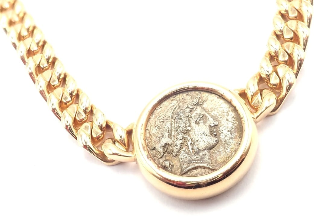Rare! Bvlgari Bulgari 18k Yellow Gold Antique Coin Monete Link Necklace - 6