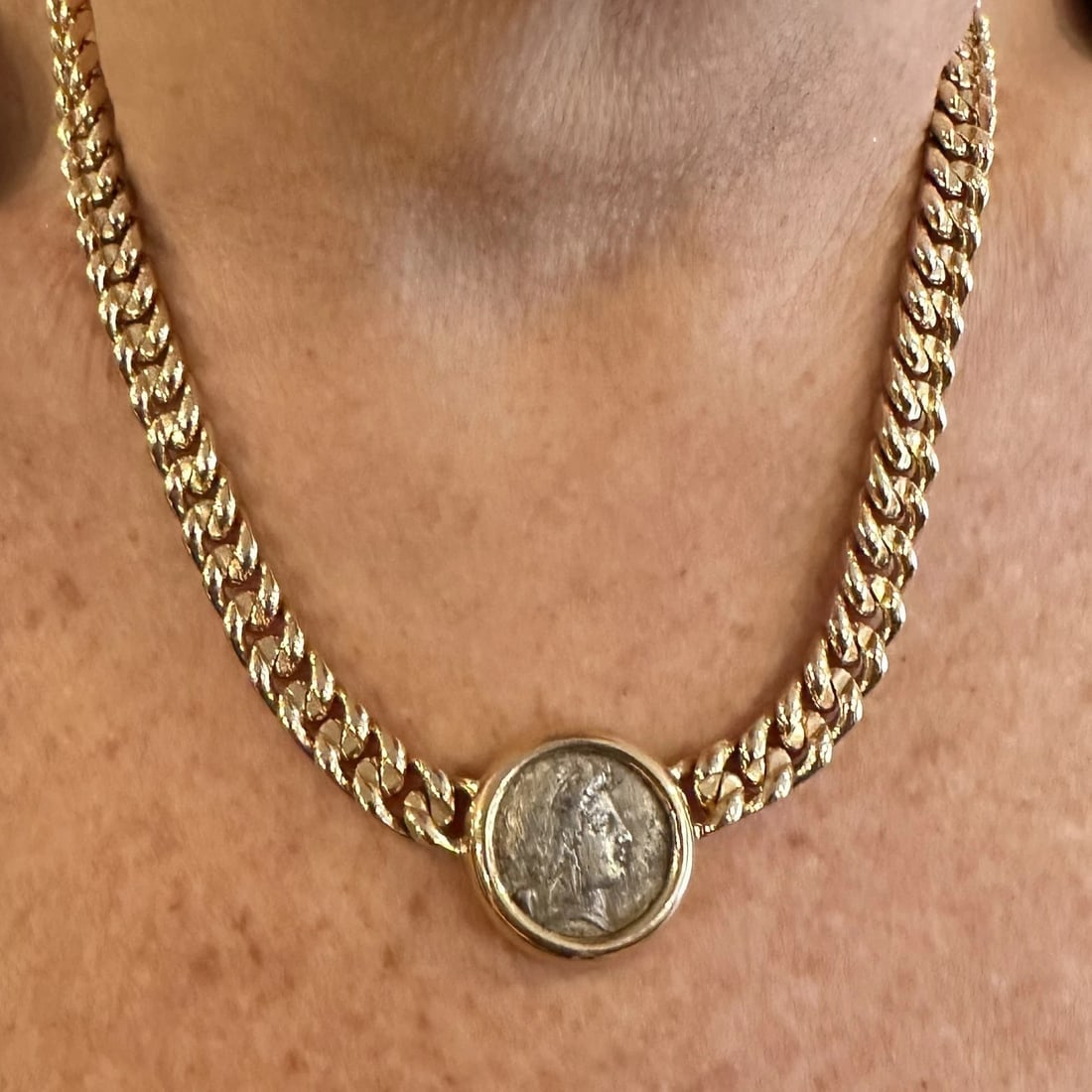 Rare! Bvlgari Bulgari 18k Yellow Gold Antique Coin Monete Link Necklace - 7
