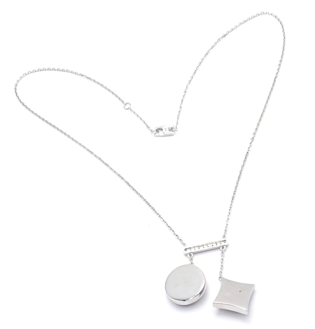 Authentic! Louis Vuitton Blossom 18k White Gold Diamond Link Pendant Necklace - 7
