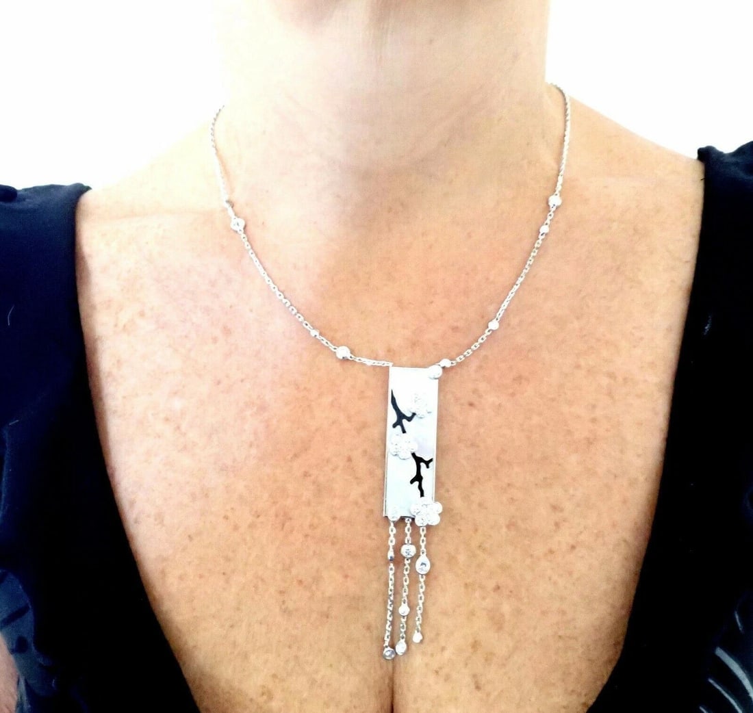 Authentic! Van Cleef & Arpels Miroir Des Eaux 18k Gold Diamond MOP Necklace - 6