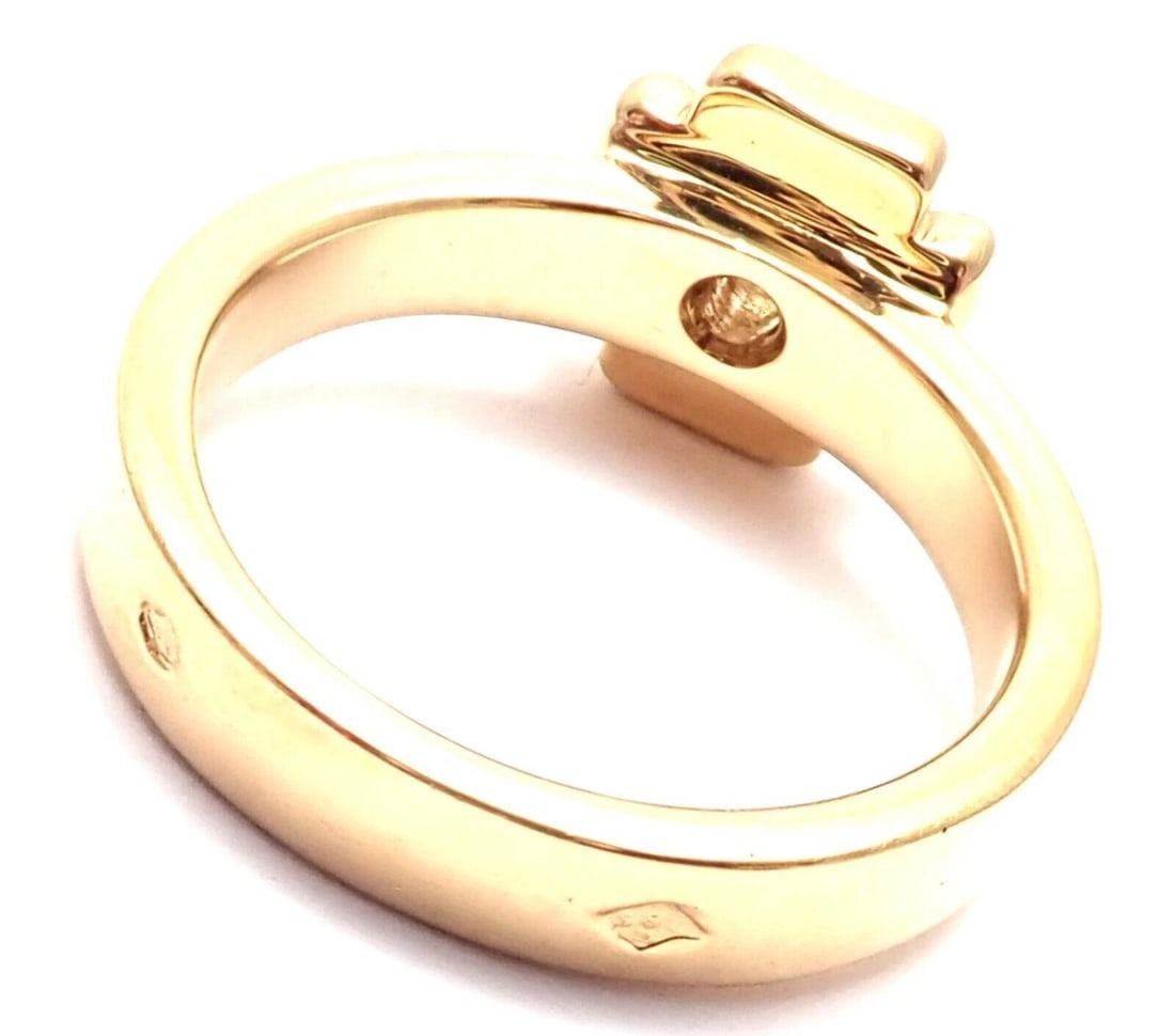 Authentic! Chanel 18k Yellow Gold Diamond Four Leaf Clover Ring - 3