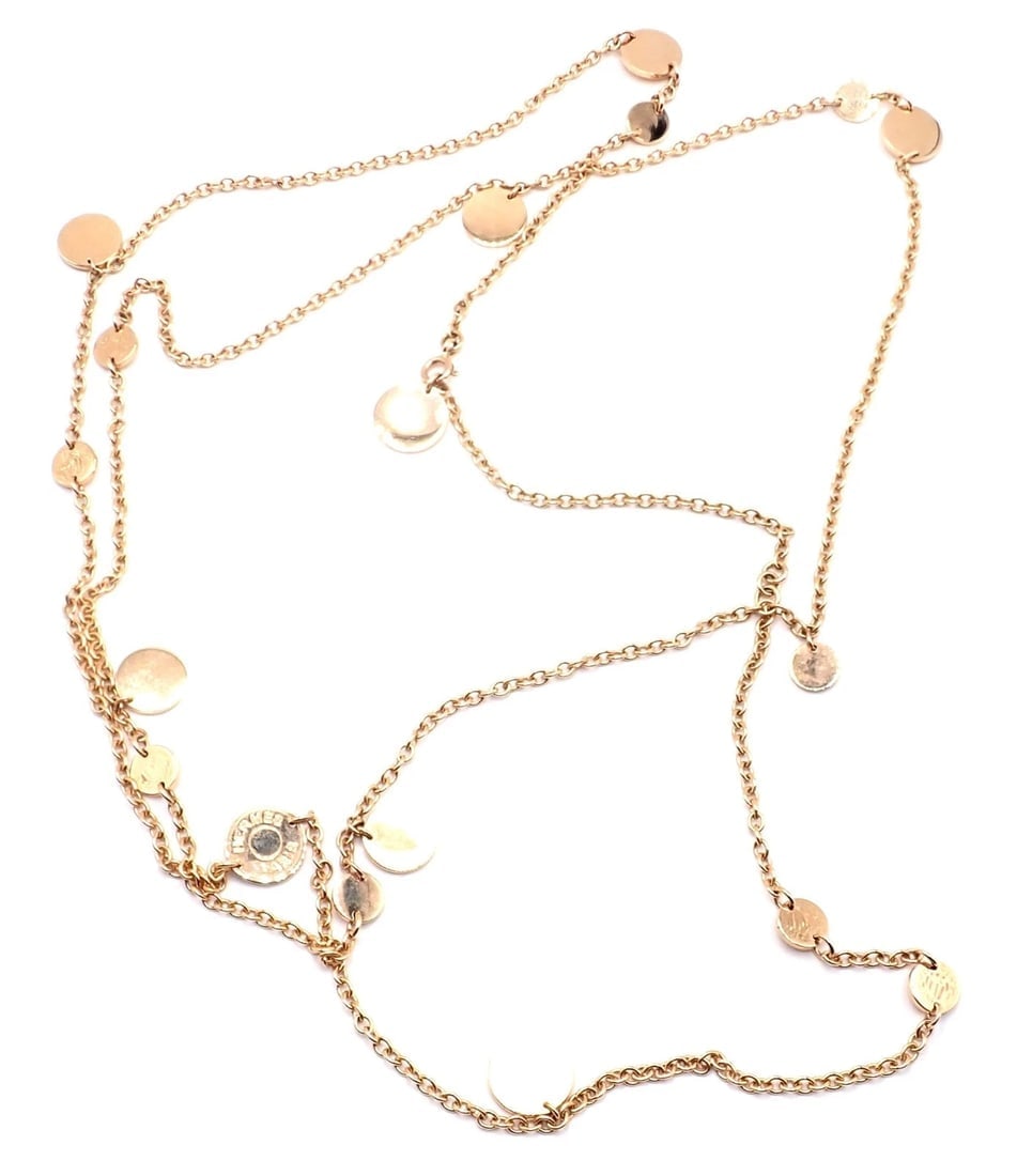 Authentic! Hermes Confetti 18k Rose Gold 42" Long Link Chain Necklace - 10
