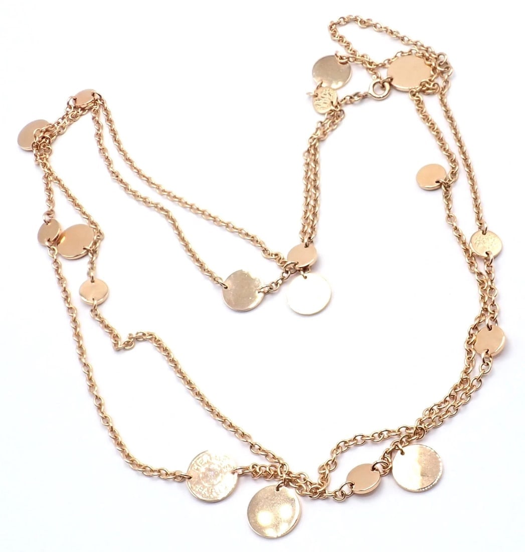 Authentic! Hermes Confetti 18k Rose Gold 42" Long Link Chain Necklace - 12