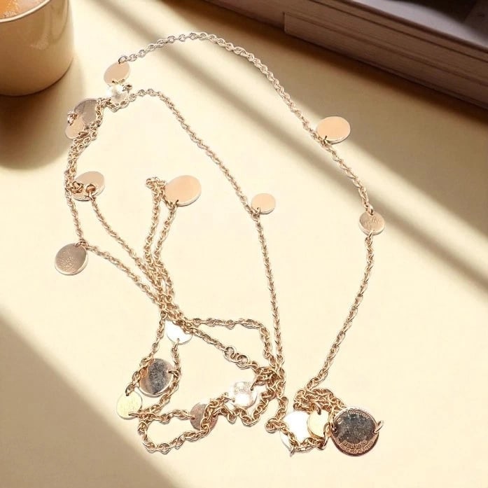 Authentic! Hermes Confetti 18k Rose Gold 42" Long Link Chain Necklace - 2