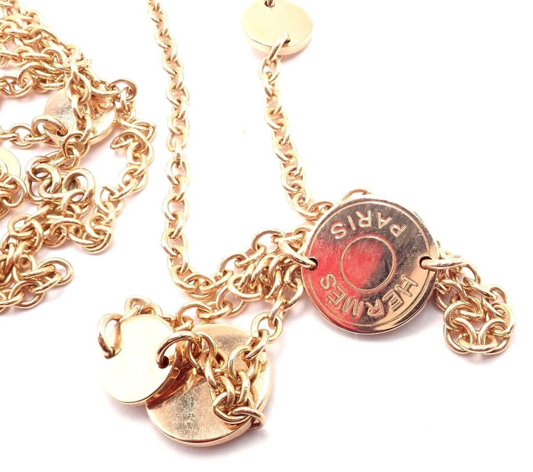 Authentic! Hermes Confetti 18k Rose Gold 42" Long Link Chain Necklace - 5