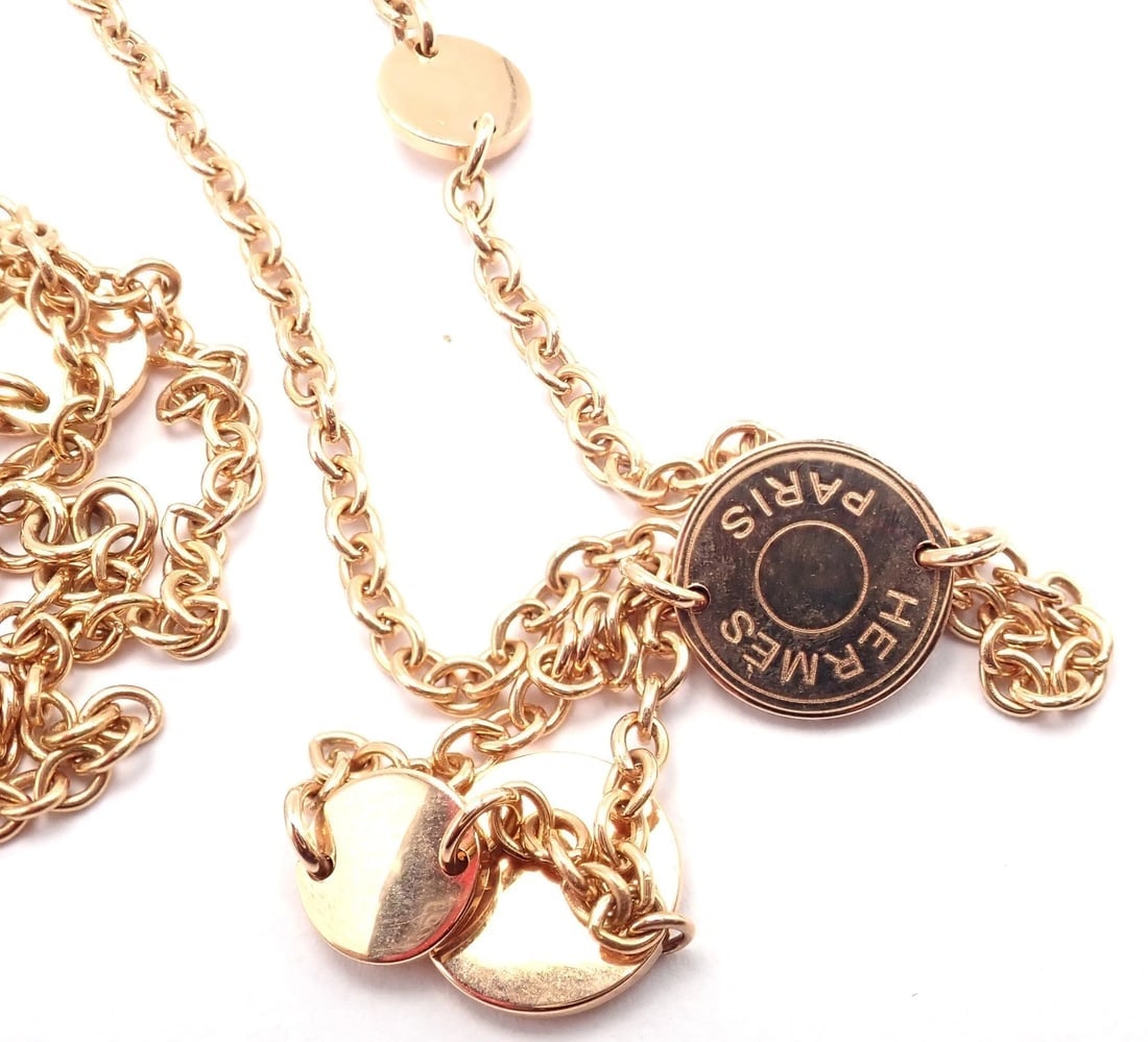 Authentic! Hermes Confetti 18k Rose Gold 42" Long Link Chain Necklace - 6