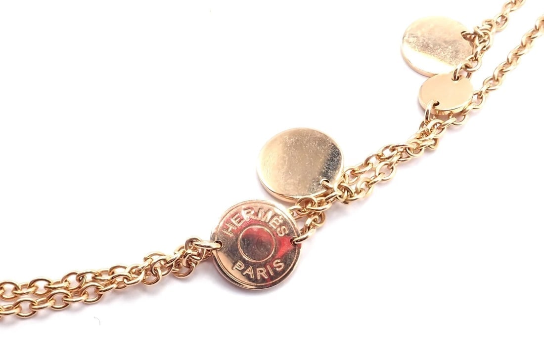 Authentic! Hermes Confetti 18k Rose Gold 42" Long Link Chain Necklace - 8