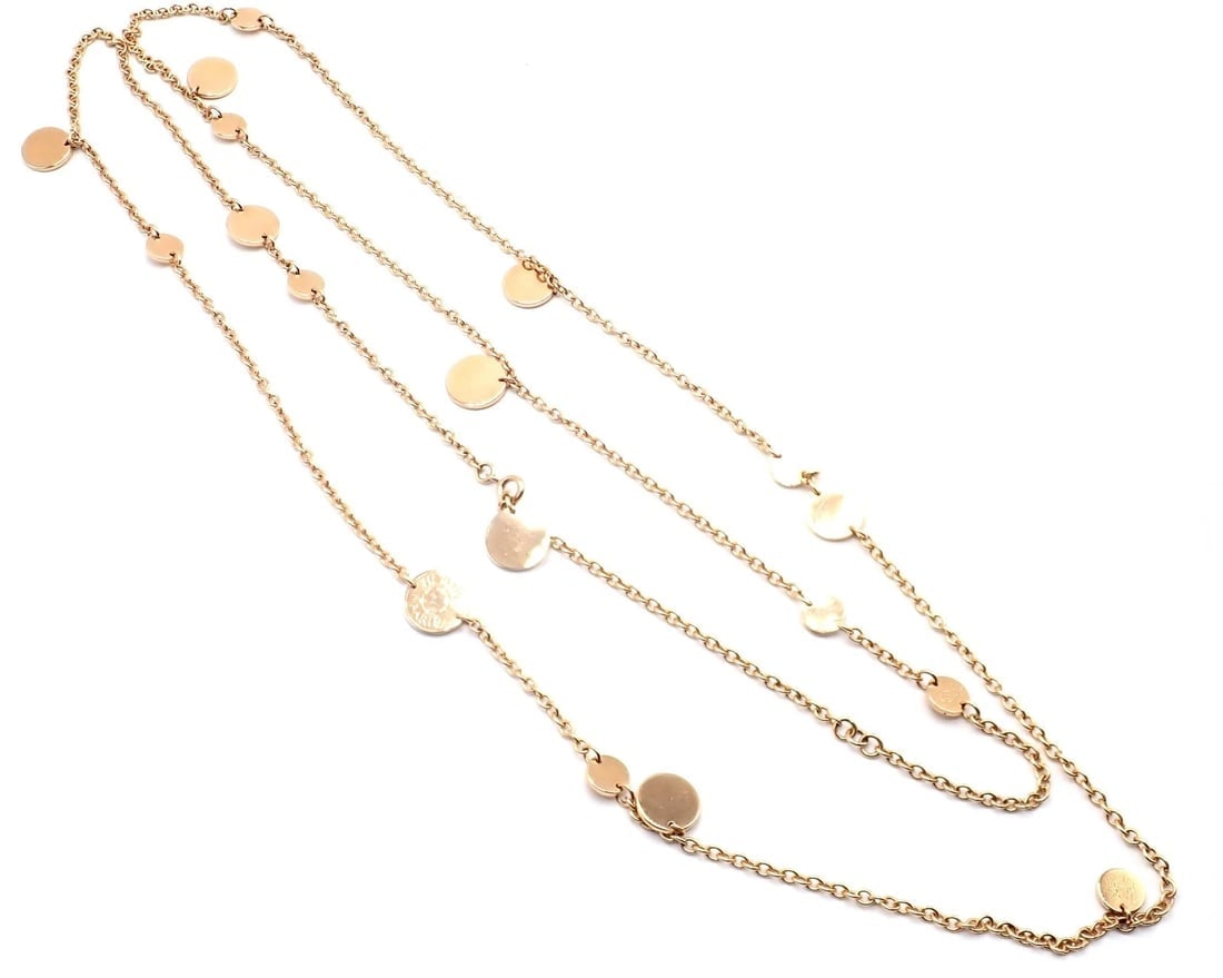 Authentic! Hermes Confetti 18k Rose Gold 42" Long Link Chain Necklace - 9