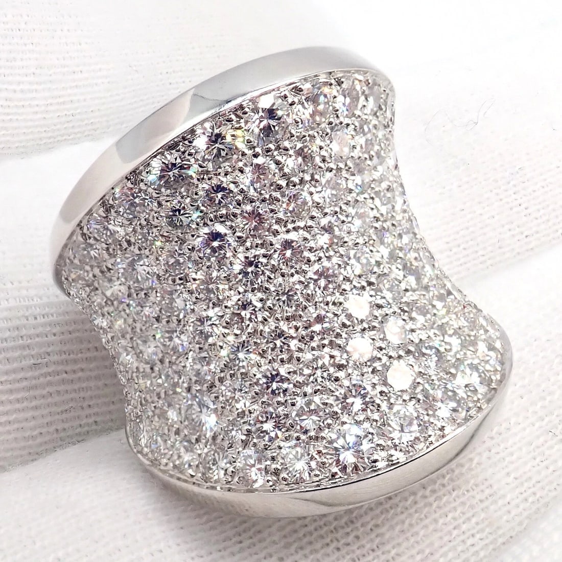 Authentic! Cartier Chalice 18k White Gold Diamond Large Ring Paper - 13