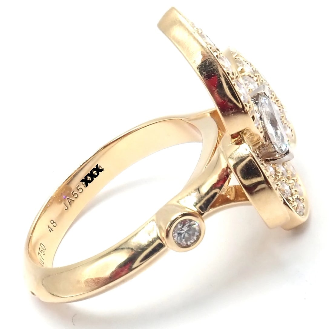 Authentic! Van Cleef & Arpels 18k Yellow Gold Diamond Two Butterfly Ring Cert. - 3
