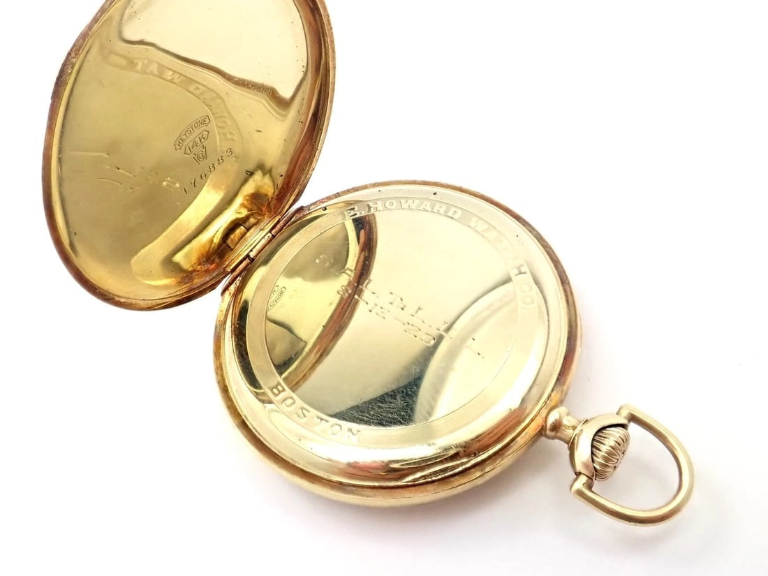 Vintage Howard 14k Yellow Gold 46mm 17j Pocket Watch c. 1920's - 4