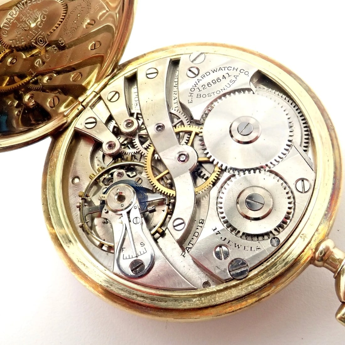 Vintage Howard 14k Yellow Gold 46mm 17j Pocket Watch c. 1920's - 5