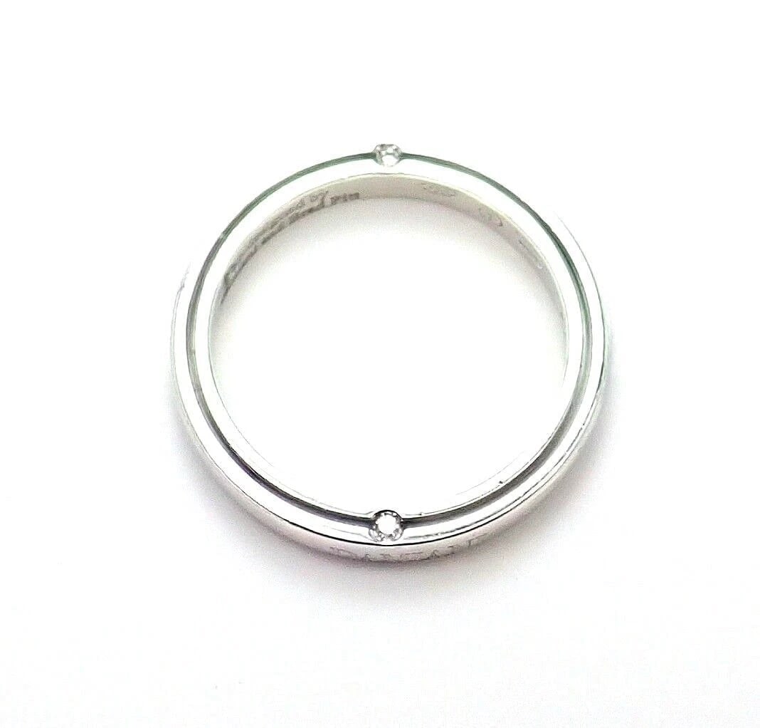 Rare! Authentic Damiani Brad Pitt Platinum 4 Diamond 3mm Band Ring Sz 8.25 - 6