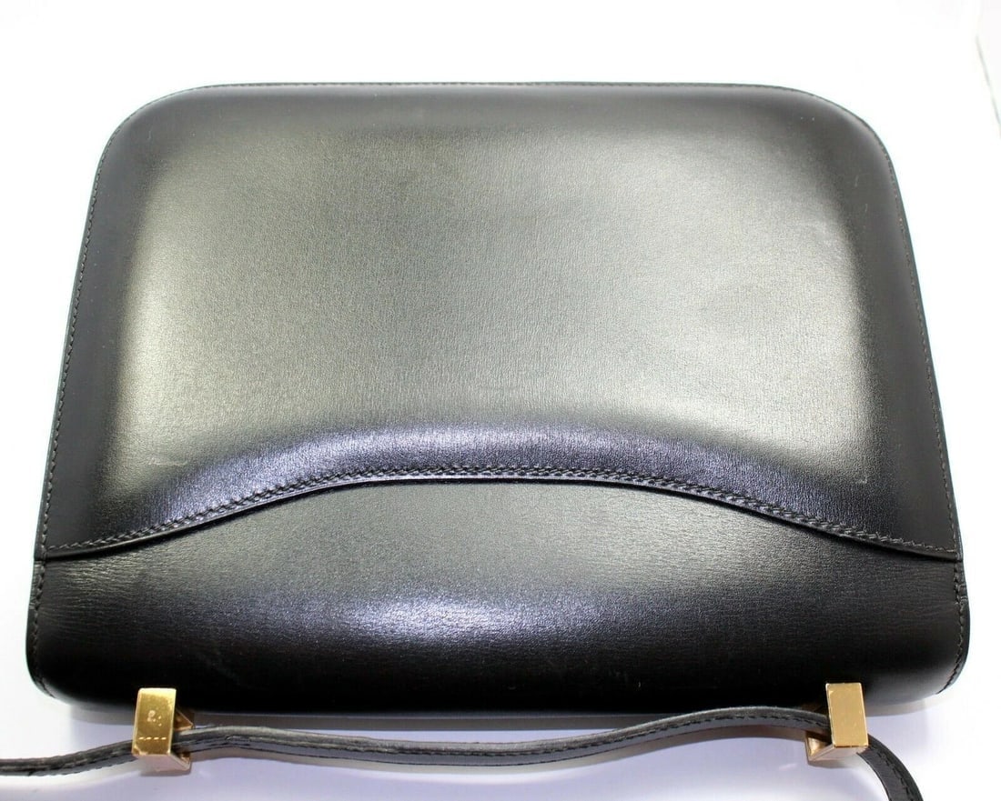 AUTHENTIC HERMES 23CM BLACK BOX LEATHER GHW CONSTANCE HANDBAG - 6