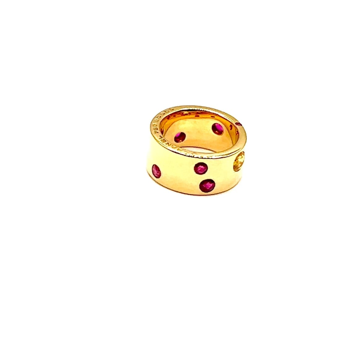 Authentic! Chanel 18k Yellow Gold Ruby Yellow Sapphire Wide Band Ring Size 5 - 2