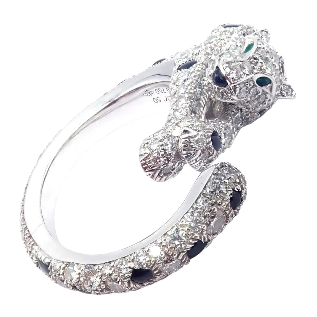 Authentic! Cartier Panther Panthere 18k White Gold Diamond Onyx Ring Paper (1 of 13)